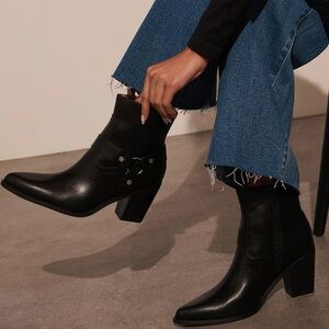 Vici Black Leather Ankle Booties